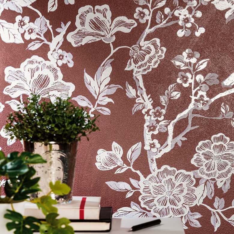 mur Floral Bordeaux